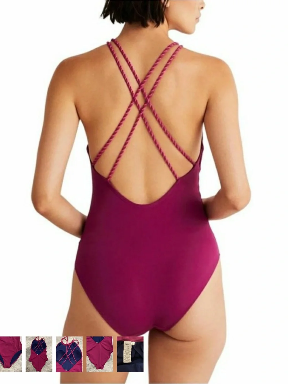 Boden Low Back Magenta Swimsuit